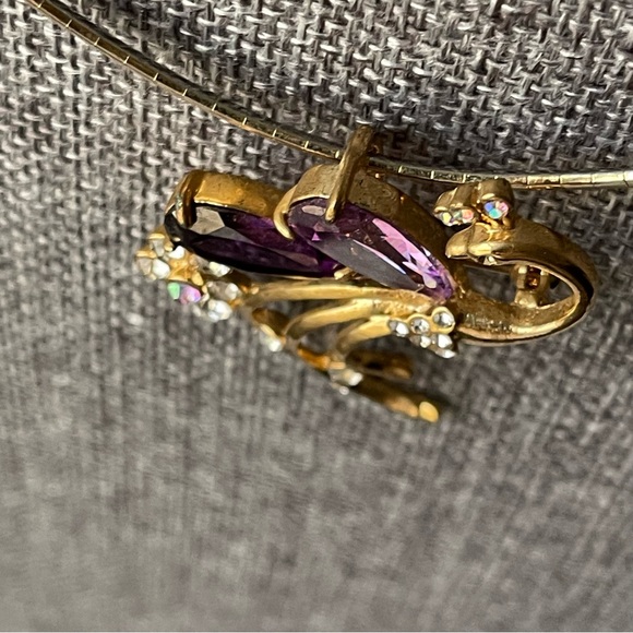 Peacock Bird Purple Swarovski Elements Crystal PENDANT BROOCH ONLY - Picture 6 of 10